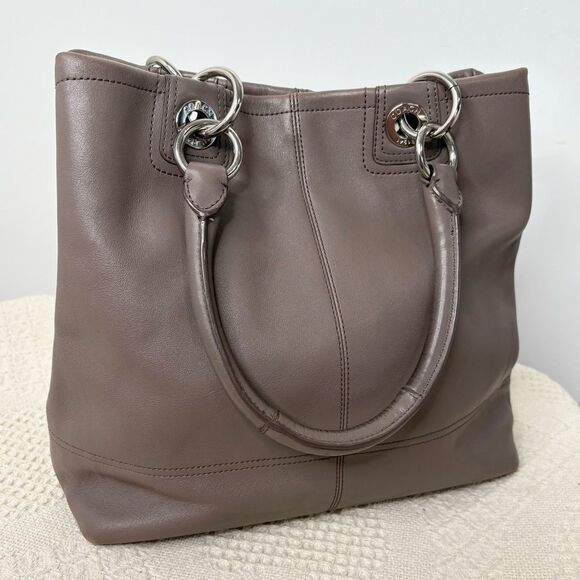 Coach Hampton Leather Turnlock NS Tote Z27748 Dark Grey North South Shoulder Bag - Picture 7 of 11